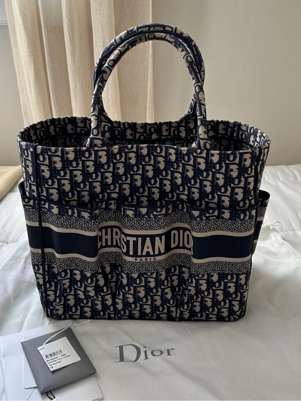 Christian Dior Blue Oblique Embroidered Catherine Tote Bag